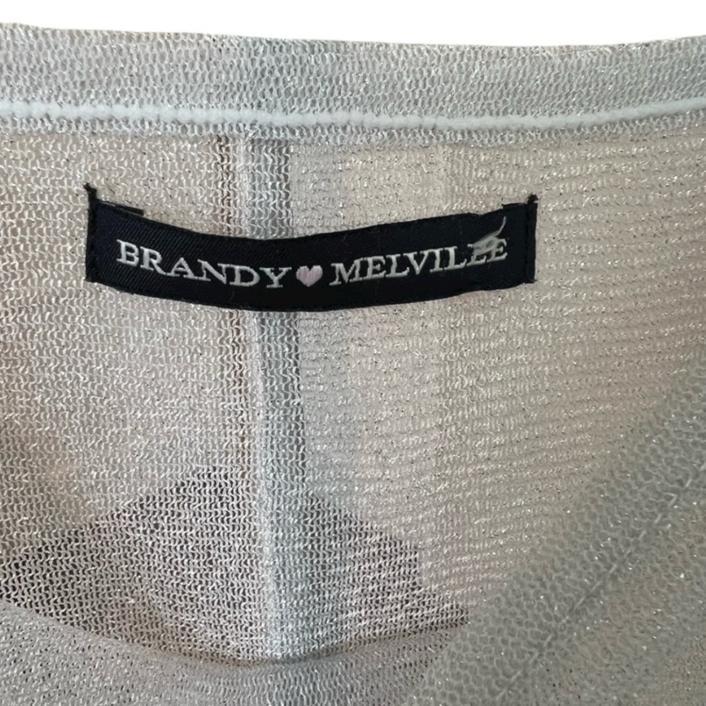 Brandy Melville Sheer White Short Sleeve Crop Top - Picture 3 of 8